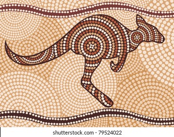 kangaroo  (painting in the Aboriginal style, abstract )