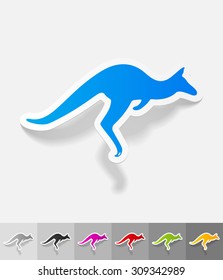 kangaroo paper sticker with shadow. Vector illustration