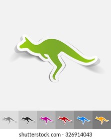 kangaroo paper sticker with shadow. Vector illustration