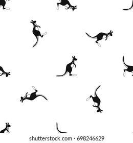 Kangaroo pattern repeat seamless in black color for any design. Vector geometric illustration