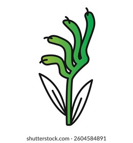 Kangaroo Paw Flower Outline Icon for Botanical Skincare and Wellness Labels