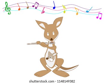 Kangaroo is playing the flute.