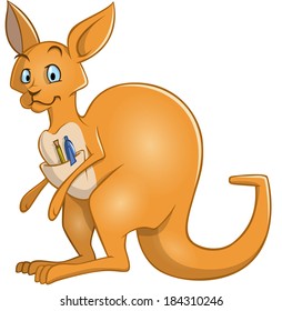 Kangaroo with pocket pens