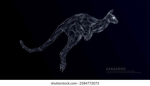 Kangaroo polygon wireframe geometric. Wild animals on a dark background. For design various advertising media. Vector EPS10.