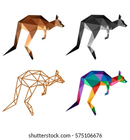 KANGAROO POLYGONAL LOW POLY GEOMETRIC STYLE SET