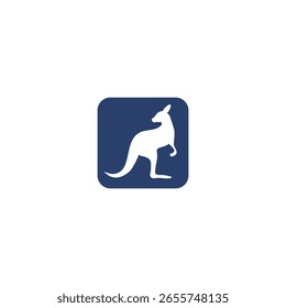 Kangaroo pose running jumping app vector logo design