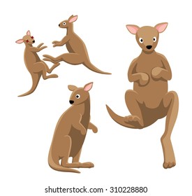 Kangaroo Poses Cartoon Vector Illustration-3