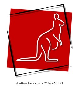 kangaroo red banner. Vector illustration.