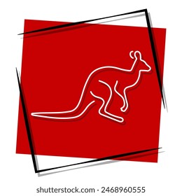 kangaroo red banner. Vector illustration.