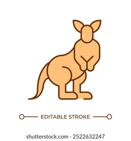 Kangaroo RGB color icon. Marsupial animal. Australian mammal. Wildlife habitat. Pouch kangaroo. Hopping animal. Isolated vector illustration. Simple filled line drawing. Editable stroke