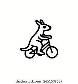 Um canguru andando de bicicleta