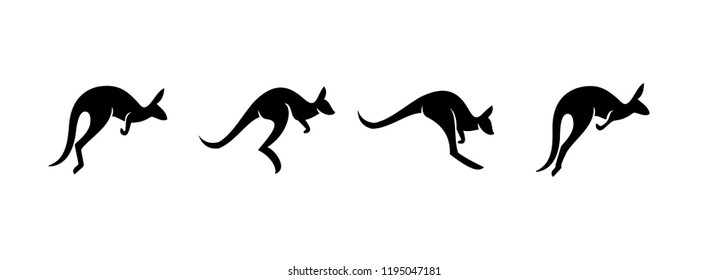  kangaroo run or jump cycle logo icon designs vector