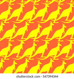 Kangaroo seamless pattern. Australian wallaby ornament. Texture of fabric for baby. Austra background
