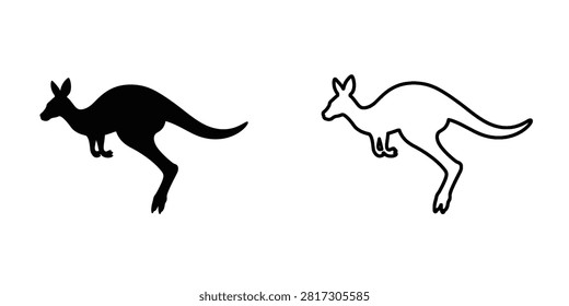 Kangaroo set icon isolated on white background.