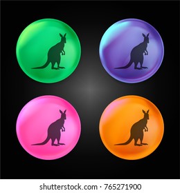 Kangaroo shape crystal ball design icon in green - blue - pink and orange.