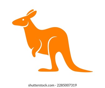 Kangaroo shape flat icon Cartoon animal silhouette. Vector illustration