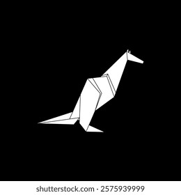 Kangaroo Shape Inspired by Origami Form, can use for Logo, Pictogram, Animal Figure, Website, Apps, or Graphic Design Element. Vector Illustration