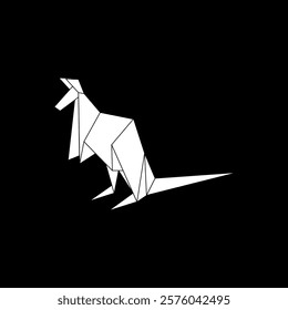 Kangaroo Shape Inspired by Origami Form, can use for Logo, Pictogram, Animal Figure, Website, Apps, or Graphic Design Element. Vector Illustration