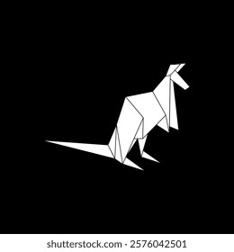 Kangaroo Shape Inspired by Origami Form, can use for Logo, Pictogram, Animal Figure, Website, Apps, or Graphic Design Element. Vector Illustration