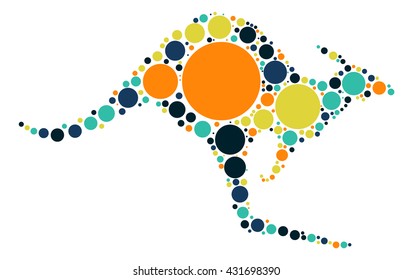 kangaroo shape vector design by color point