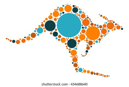 kangaroo shape vector design by color point