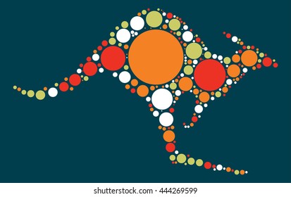kangaroo shape vector design by color point