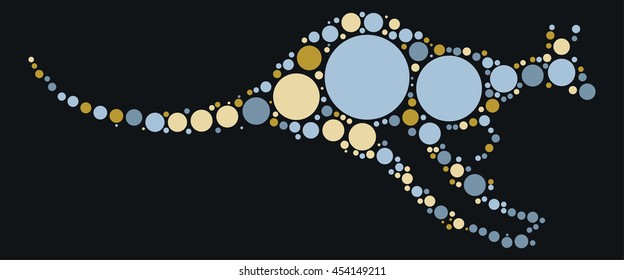 kangaroo shape vector design by color point