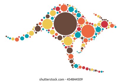 kangaroo shape vector design by color point