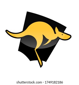 kangaroo with shield modern logo sign