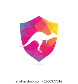 Kangaroo shield shape concept vector logo design. Creative kangaroo nature logo design concept.