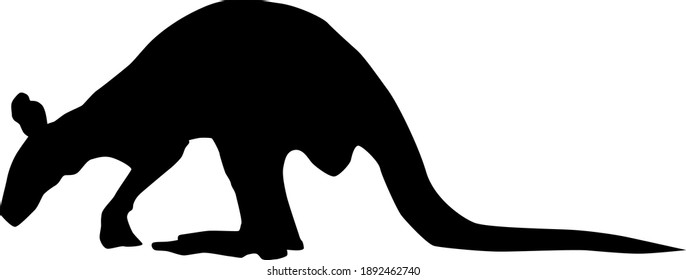 Kangaroo from side vector silhouettes isolated on white background