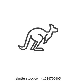 Kangaroo side view line icon. linear style sign for mobile concept and web design. Jumping kangaroo outline vector icon. Australian animal symbol, logo illustration. Pixel perfect vector graphics
