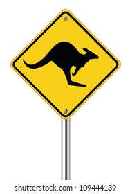 Kangaroo sign on traffic label