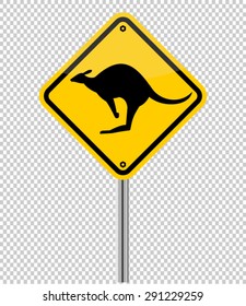 Kangaroo sign on traffic label