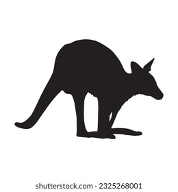 kangaroo silhouette black isolated in white background vector illustration