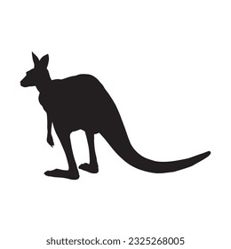 kangaroo silhouette black isolated in white background vector illustration
