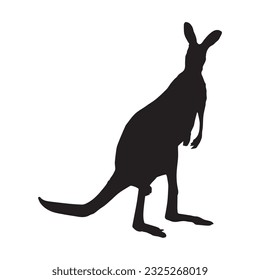 kangaroo silhouette black isolated in white background vector illustration