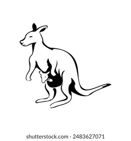 kangaroo silhouette design. Australian animal sign and symbol.