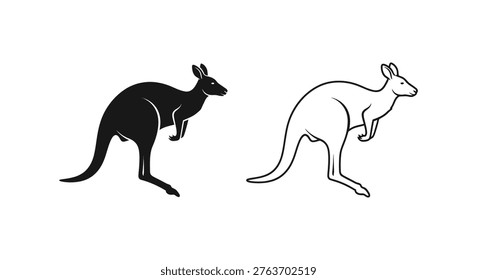 Kangaroo Silhouette Designs Unique Australian Icons Vector