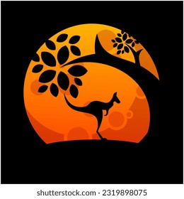 kangaroo silhouette icon logo design 