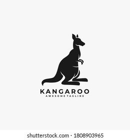 Kangaroo Silhouette Illustration Vector Logo.