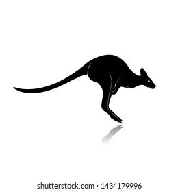 Kangaroo Silhouette Isolated on White Background