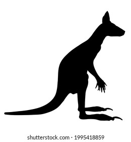 Kangaroo silhouette isolated on white background. Side view. Vector illustration