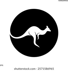 Kangaroo silhouette. Isolated kangaroo on white background