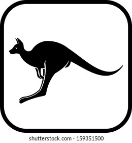 Kangaroo silhouette isolated vector icon 