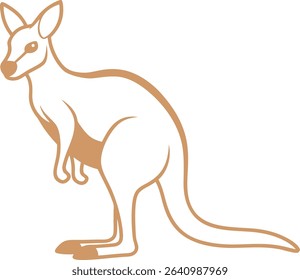 Kangaroo Silhouette Line Art Vector Illustration On White Background