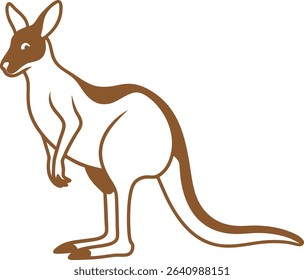 Kangaroo Silhouette Line Art Vector Illustration On White Background