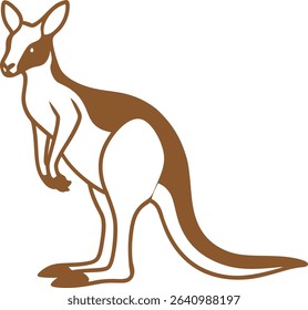Kangaroo Silhouette Line Art Vector Illustration On White Background