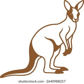 Kangaroo Silhouette Line Art Vector Illustration On White Background