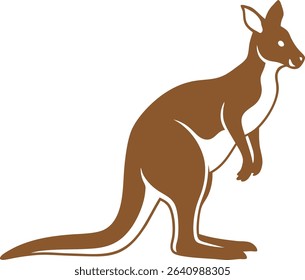 Kangaroo Silhouette Line Art Vector Illustration On White Background
